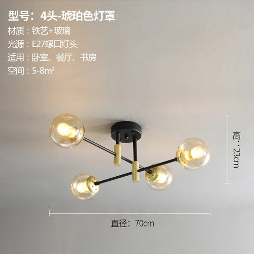 lustre nordique moderne led avec boules de verre - vue 14 sur 18