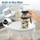 Théière isotherme vintage motif floral acier inox infuseur