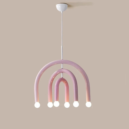 Creative Colorful Rainbow Pendant Lamps Iron E14 LED Bedroom Hanging Light Art Design Girl Kids Room Chandelier Lighting Indoor