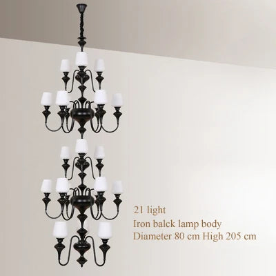 lustre à led en cuivre noir pour décoration d'hôtel élégant - vue 9 sur 22