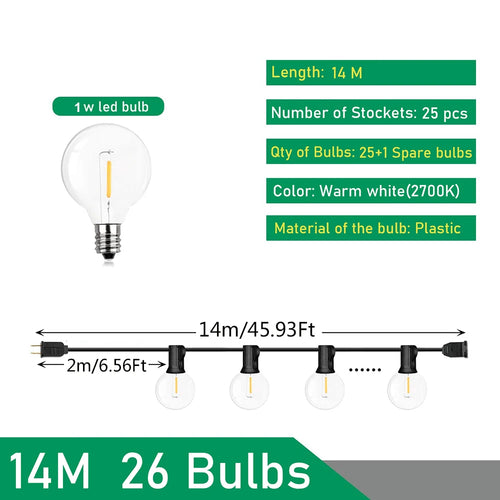 guirlande lumineuse extérieure led ampoules globe décoratives pour jardin terrasse - vue 12 sur 11