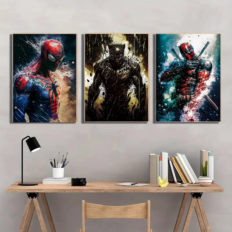 poster marvel avengers spiderman iron man hulk décoration murale
