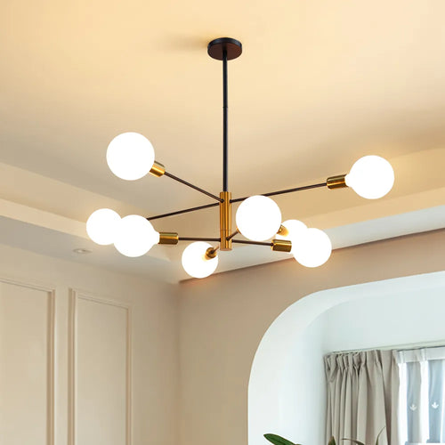 Moderne Nordique Spoutnik Noir LED Lustre Éclairage Luminaires D'intérieur Pour Chambre Salon Salle À Manger Décor À La Maison Plafonnier - vue 7 sur 6