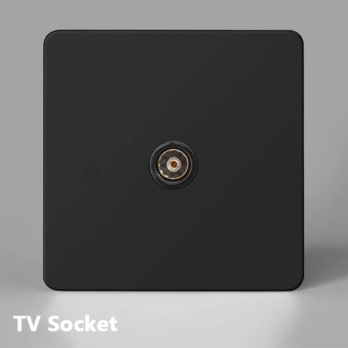 Prise TV en acier noir mat bords arrondis