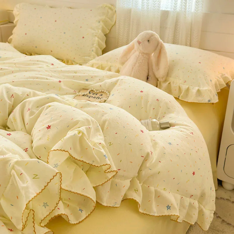 housse de couette bonenjoy en dentelle imprimée avec volants