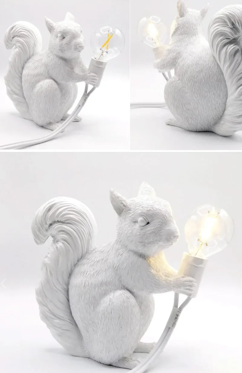 lampes de table écureuils en résine pour décoration et cadeau - vue 4 sur 8