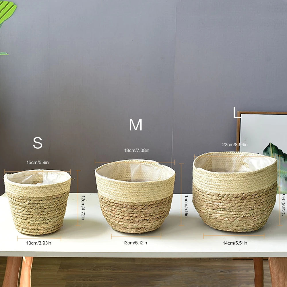 panier en jonc de mer jardinière tissée à la main décoratif pour la maison - vue 8 sur 8