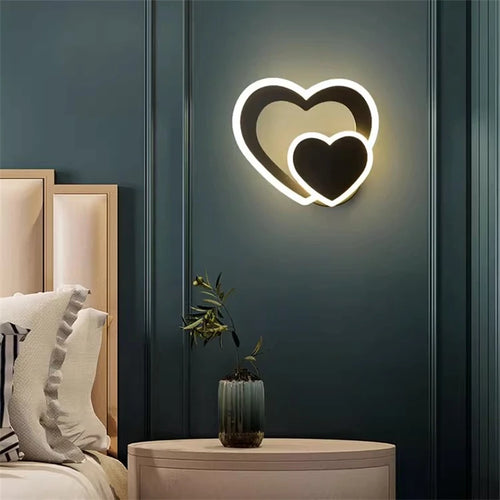 LED heart-shaped wall lamp, simple Nordic love wall lamp, creative bedroom, living room, corridor, background wall, bedside lamp - vue 4 sur 12