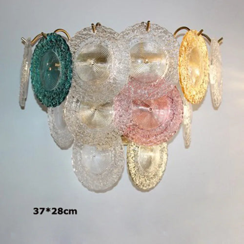 lustre postmoderne en fer et verre coloré à led - vue 4 sur 6