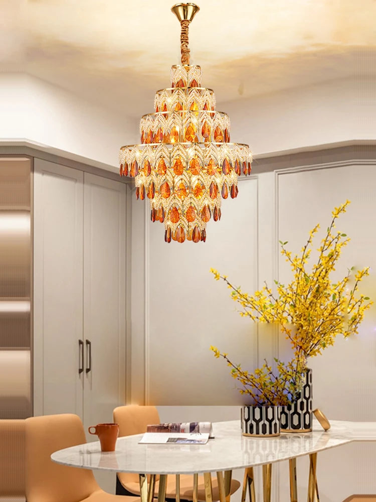 lustre dimmable en cristal design pour intérieur moderne - vue 6 sur 13