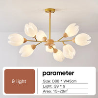 lustre nordique en bois avec lumière en forme de fleur