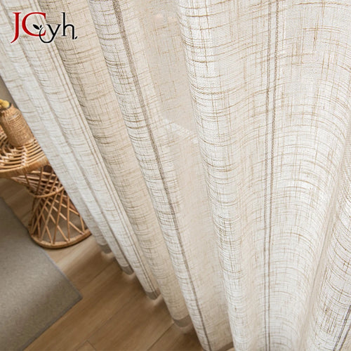 Voilage rayé style japonais texture lin salon cuisine