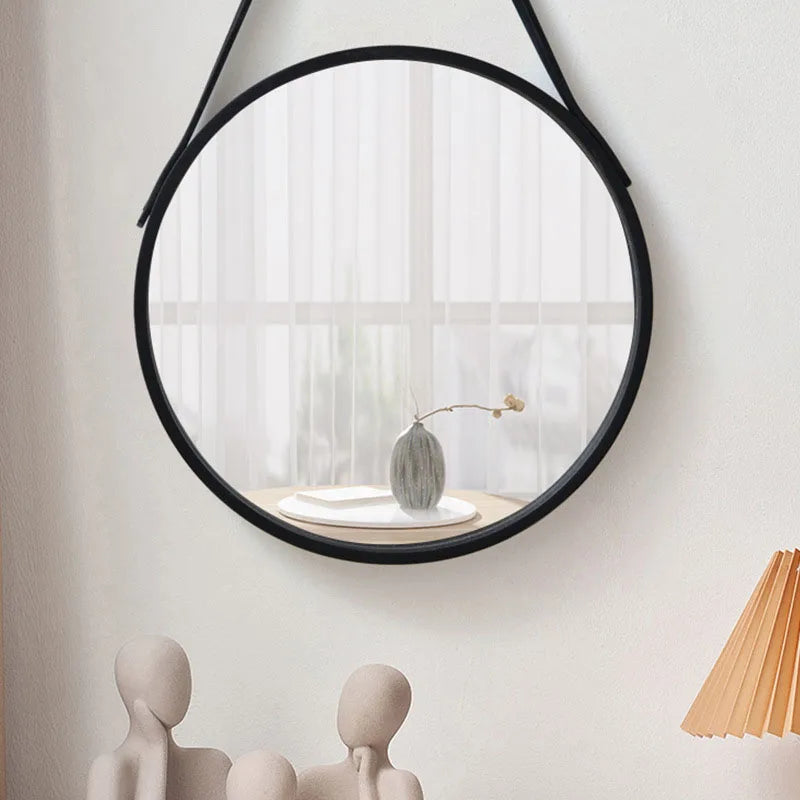 miroir rond mural en bois épais pour maquillage - vue 4 sur 9