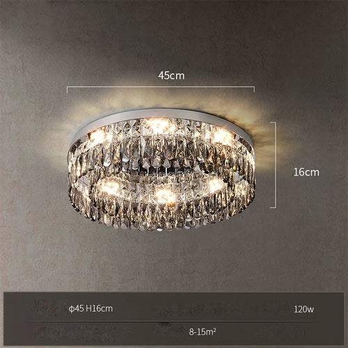 plafonnier led carré rectangulaire en cristal doré intensité variable - vue 12 sur 18