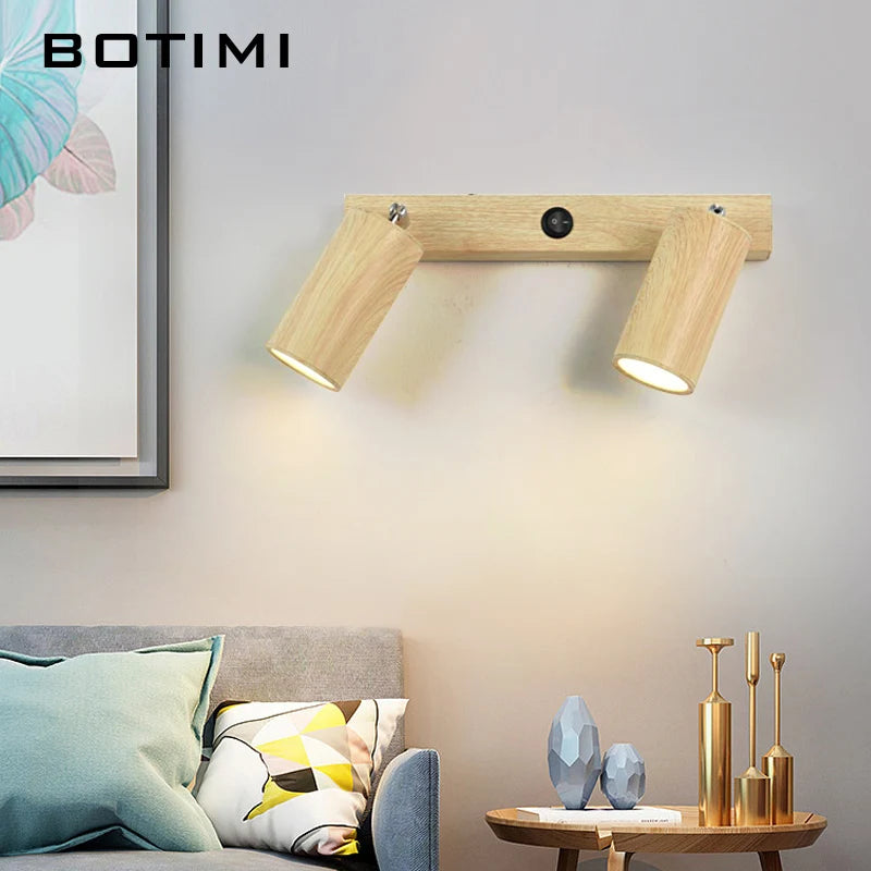 botimi applique murale fer interrupteur bouton-poussoir imitation bois nordique - vue 5 sur 13