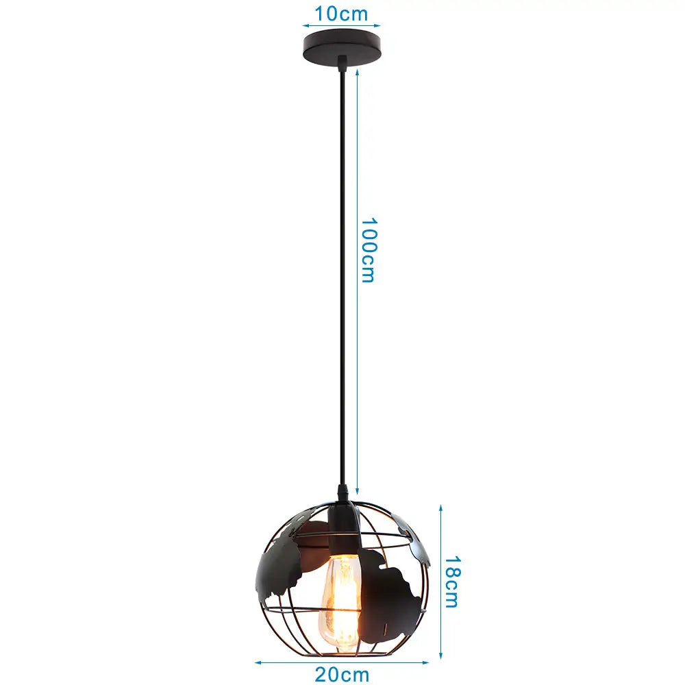 suspension en métal abat-jour globe style industriel moderne - vue 14 sur 14