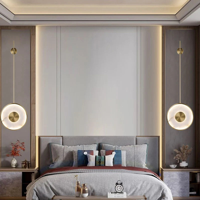 applique murale en marbre naturel et métal doré moderne - vue 3 sur 6