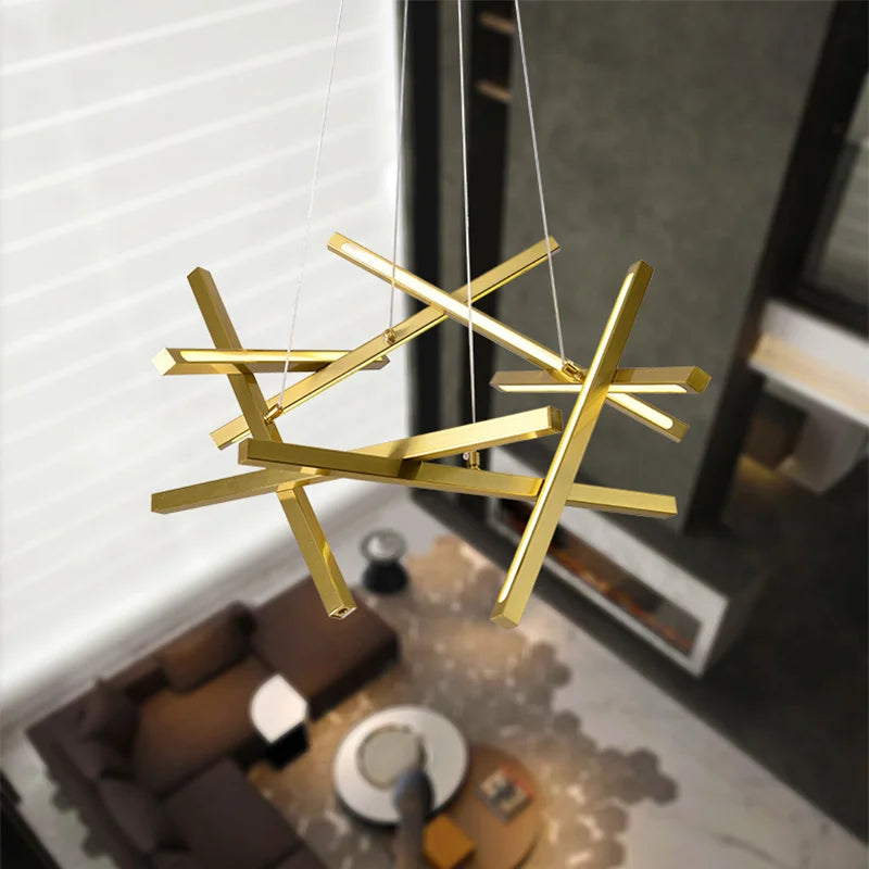 lustre moderne led créatif en métal branche suspension nordique