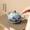 Théière chinoise porcelaine décor sous couverte infuseur