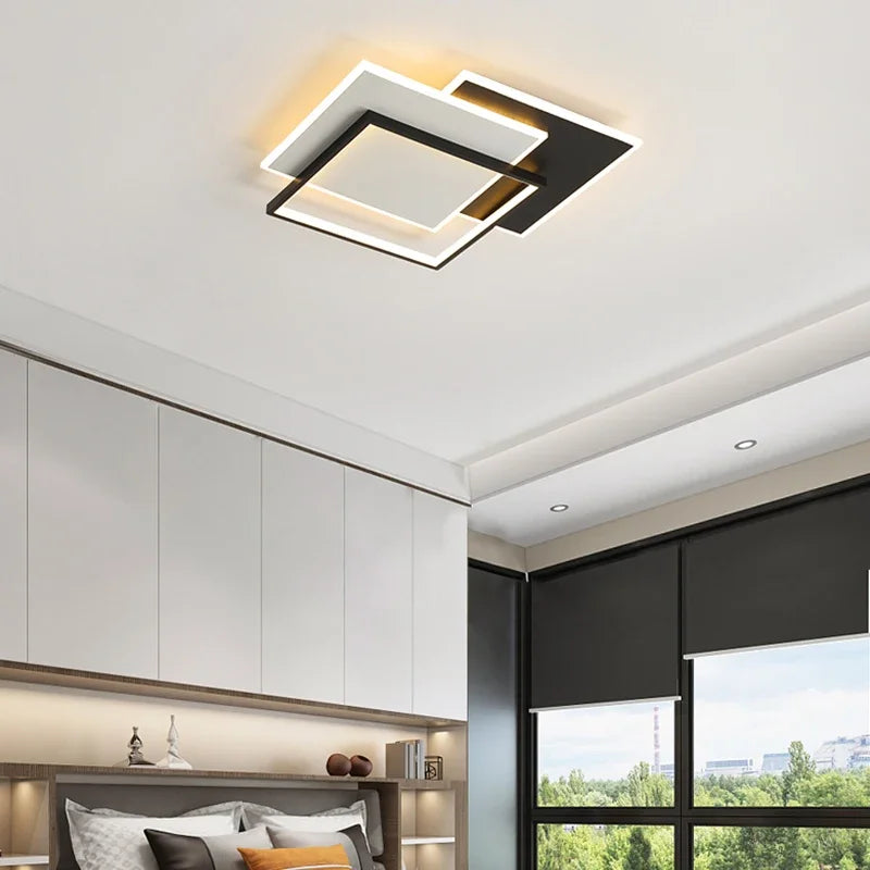 lustre moderne dimmable design intérieur lumineux rectangle décoratif - vue 5 sur 11