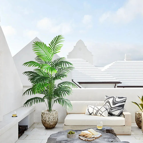 plantes artificielles tropicales palmier et monstera décoration intérieure et extérieure - vue 4 sur 8