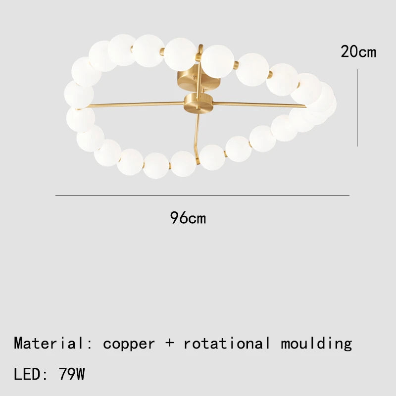 lustre à led avec anneau en cuivre et boule acrylique - vue 9 sur 10