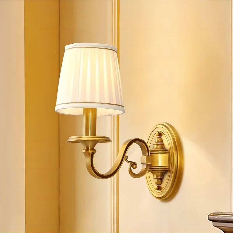 applique murale led en cuivre avec housse en tissu de qualité