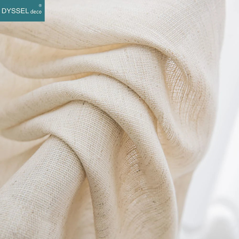 Voilage rideau style lin moderne pour salon chambre - vue 6 sur 7