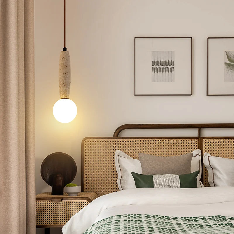 lustre led vintage avec suspension en pierre naturelle - vue 5 sur 6
