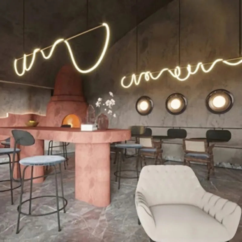 lustre moderne à long tuyau pour décoration intérieure élégante - vue 7 sur 25