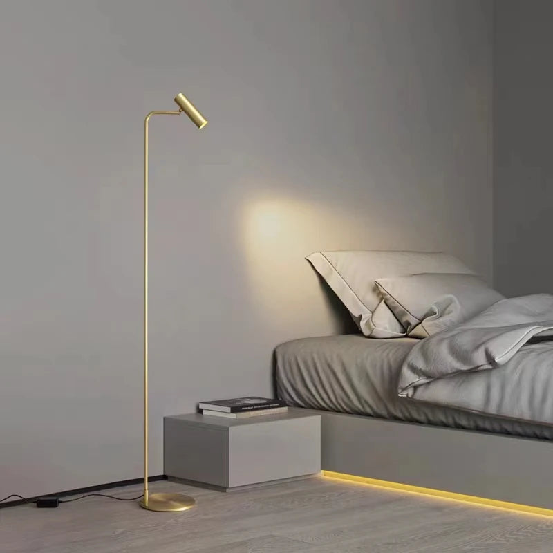 lampadaire minimaliste en cuivre avec lumière rotative moderne - vue 3 sur 8
