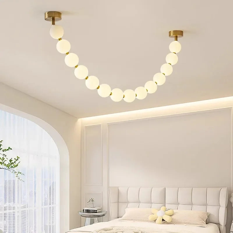 lustre design perles nordiques led pour décoration maison - vue 6 sur 9