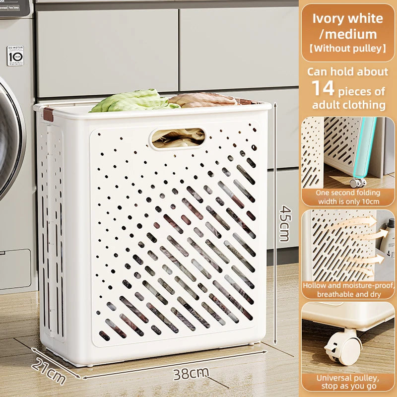 panier à linge pliable avec roulettes grande capacité multifonctionnel - vue 12 sur 14