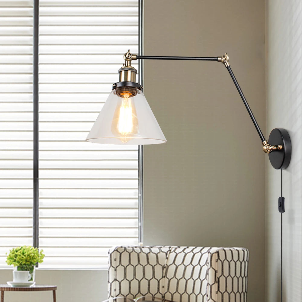 applique murale led nordique longue perche en verre avec interrupteur - vue 5 sur 11
