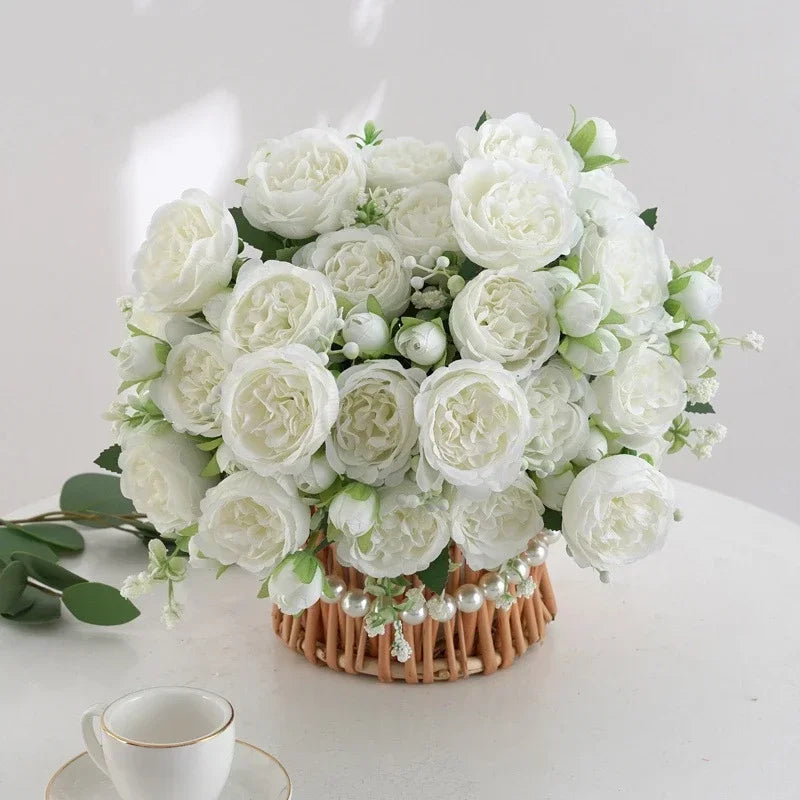 bouquet de pivoines artificielles pour décoration florale intérieure - vue 4 sur 17