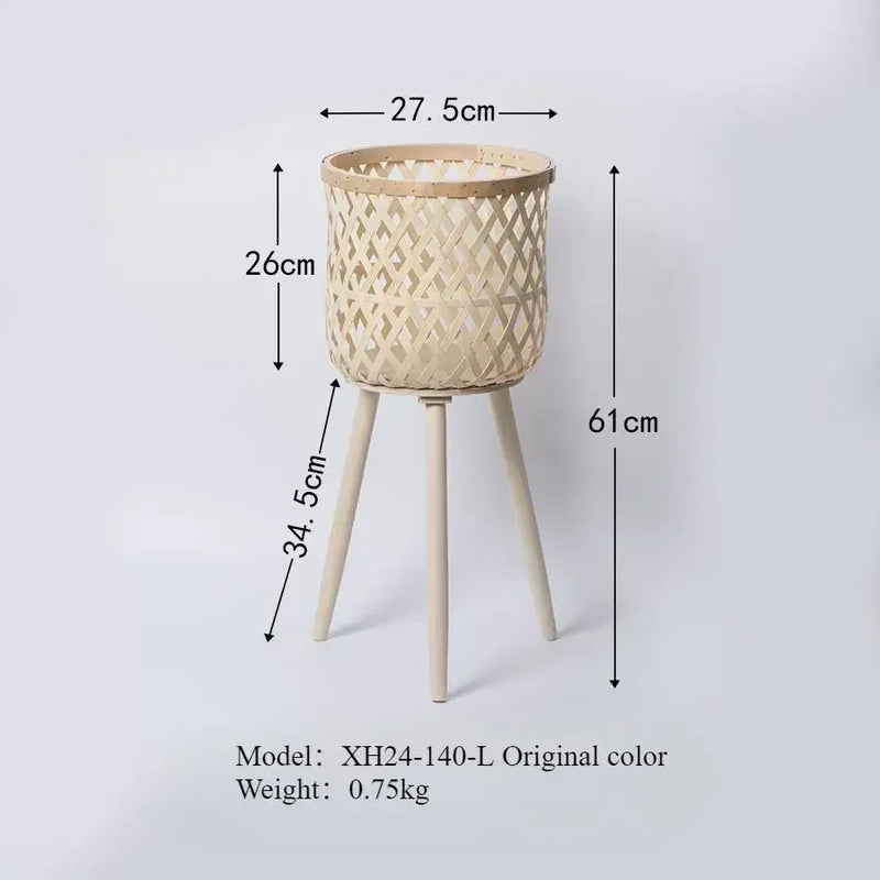 support de fleurs en rotin tressé pour décoration intérieure