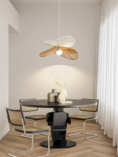 Nordique Wabi Sabi suspension LED lumières pour salon décoration de la maison en rotin chambre Lustre Loft lampe suspendue Lustre luminaire - vue 3 sur 7