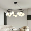 lustre suspension led en forme de haricot avec suspension cerise