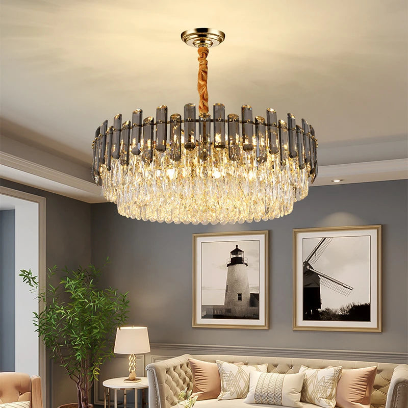 lustre en cristal k9 luxe avec lampe led décoration intérieure élégante - vue 3 sur 5