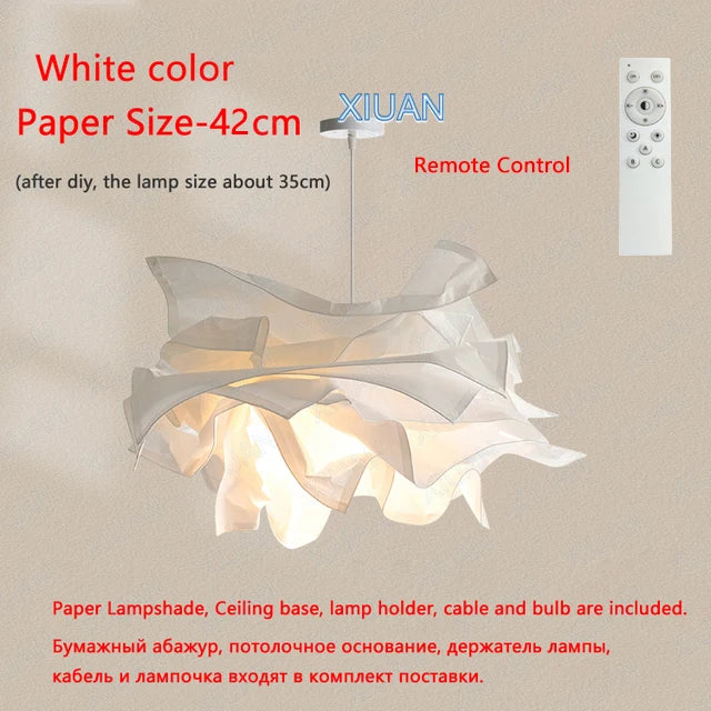 lustre minimaliste en papier led pour éclairage intérieur bricolage - vue 9 sur 12