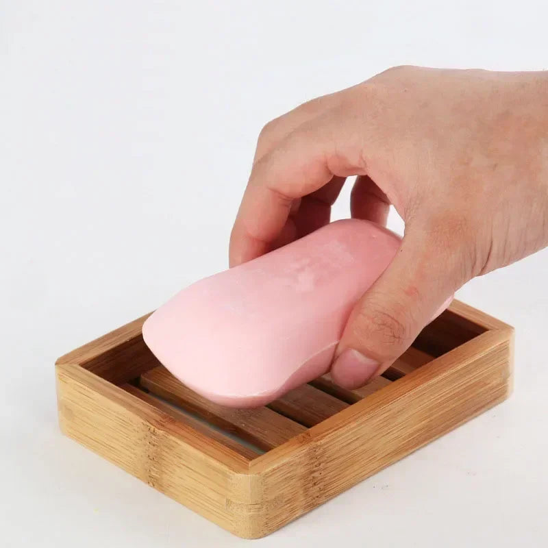 porte-savon en bois de bambou naturel pour rangement et organisation - vue 3 sur 7