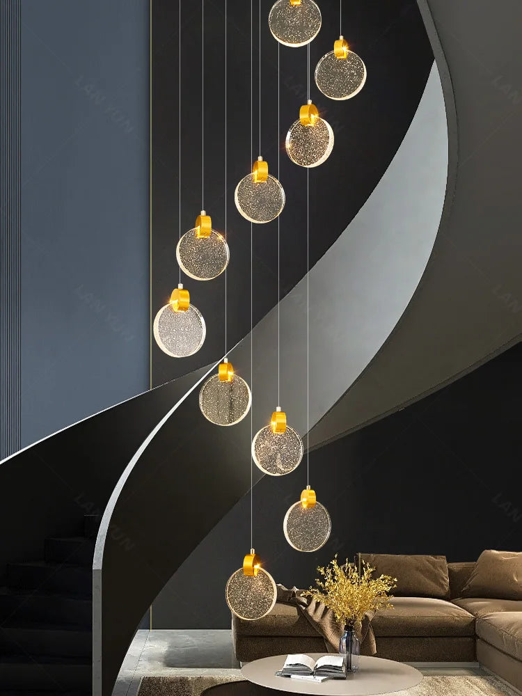 lustre moderne à LED pour escalier et duplex intérieur - vue 5 sur 12