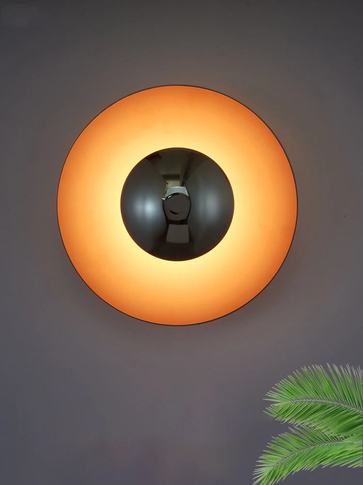 applique murale led ronde en métal diverses teintes éclairage polyvalent