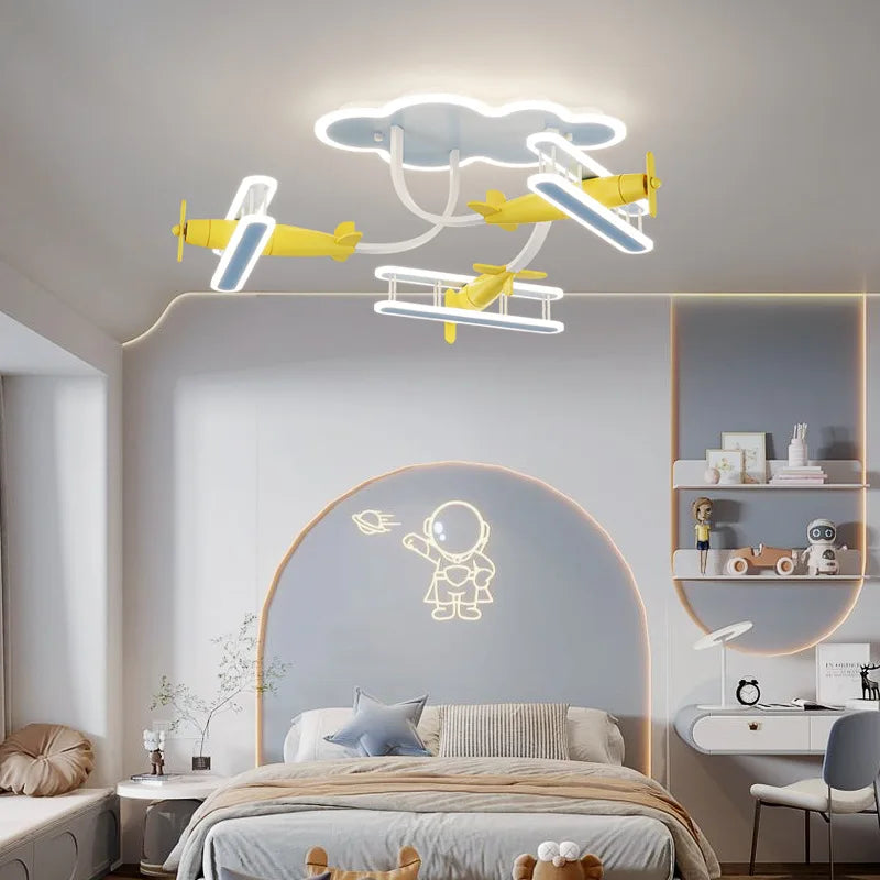 plafonnier avion en bois pour chambre d'enfant moderne et chaleureux - vue 5 sur 8