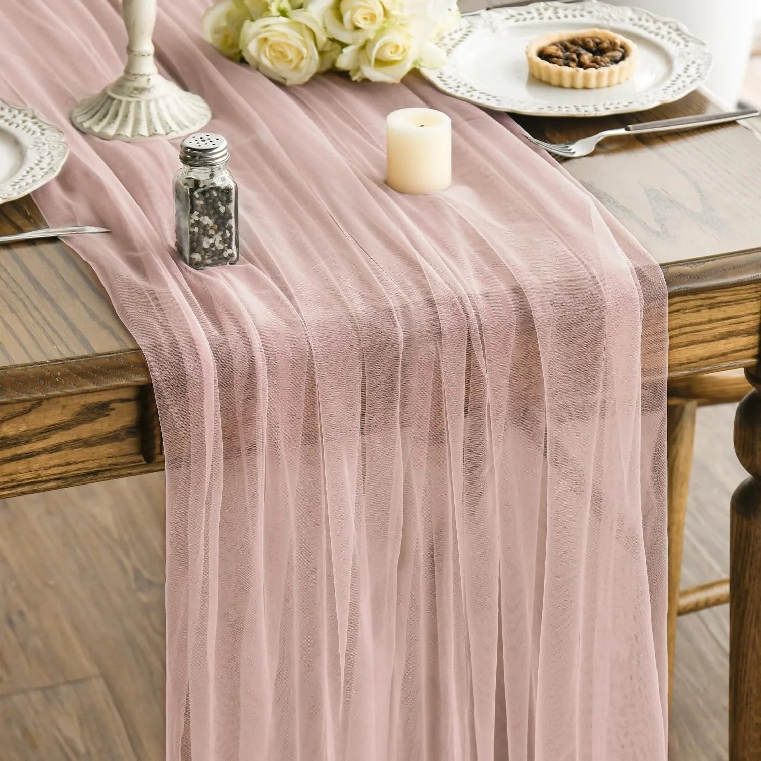 Chemin de table gaze transparente décoration mariage fête élégante