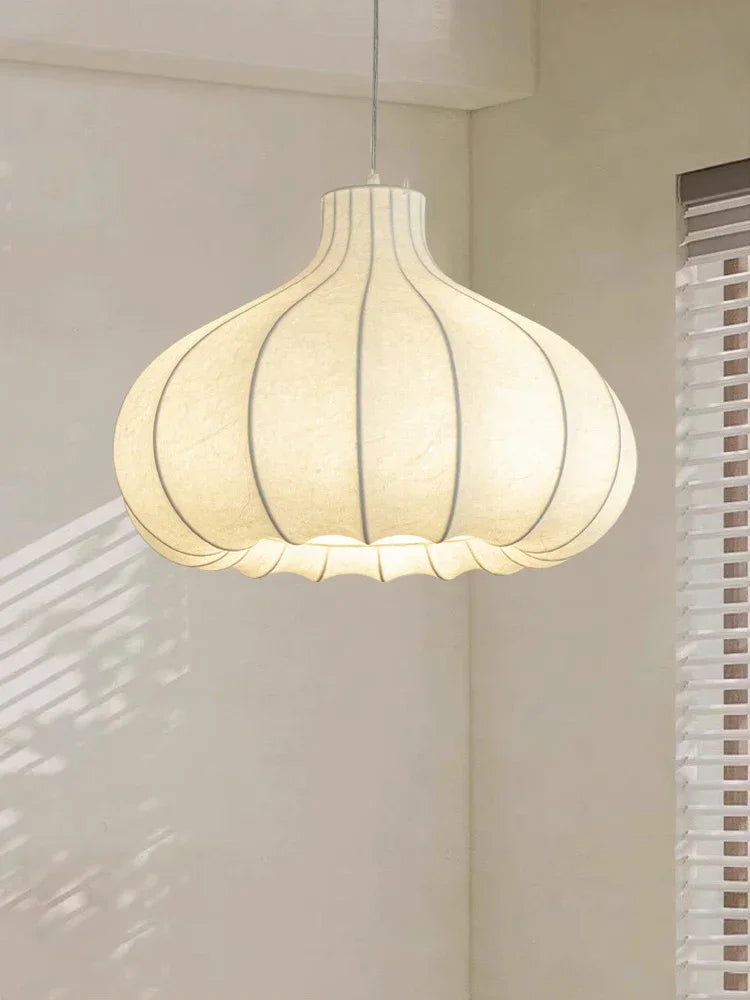 lustre japonais en soie d'oignon style wabi sabi pour intérieur élégant - vue 4 sur 9