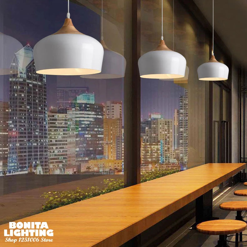 lustre en bois design nordique pour éclairage moderne - vue 5 sur 10
