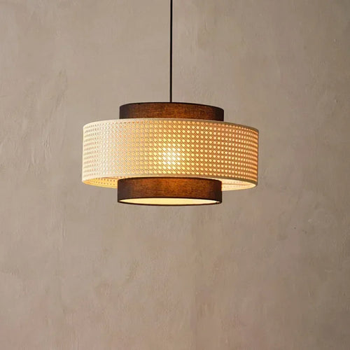 lustre rétro en rotin tissé pour décoration intérieure - vue 3 sur 9