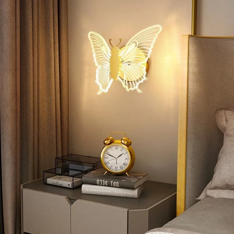 applique murale led acrylique noir en forme de papillon