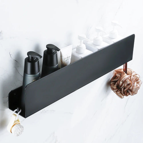 etagère de rangement murale avec crochets en aluminium pour cuisine et douche - vue 4 sur 15